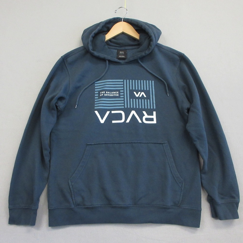 RVCA Hoodie Mens M Blue-Green Balance of Opposites Fleece Pullover Surf Skate - Picture 8 of 8